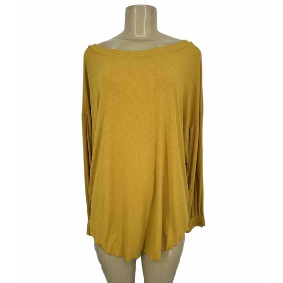 NEW Free People XS Shimmy Shake Boho Low Back Top Untamed Gold Long Sleeve PS2 - Picture 2 of 9